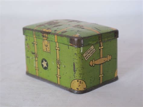 antique metal travel luggage toy box|Vintage Tin Luggage .